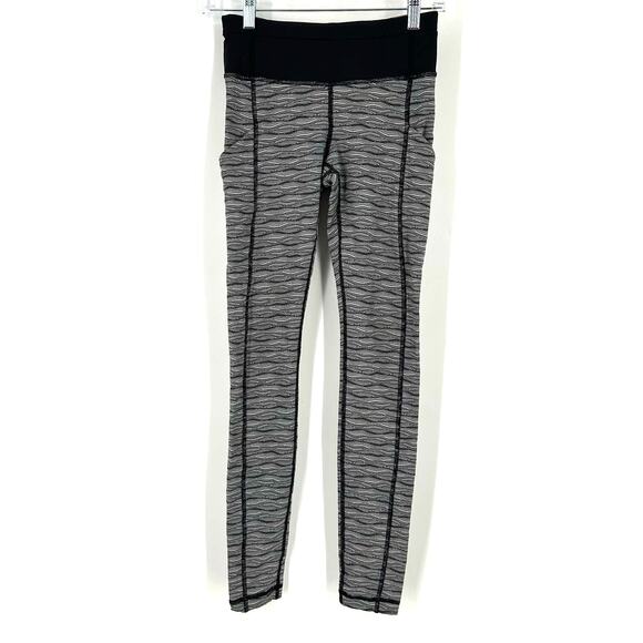 Lululemon Speed Tight II Textured Wave Black Silver Spoon Black Size 4 - Picture 1 of 8